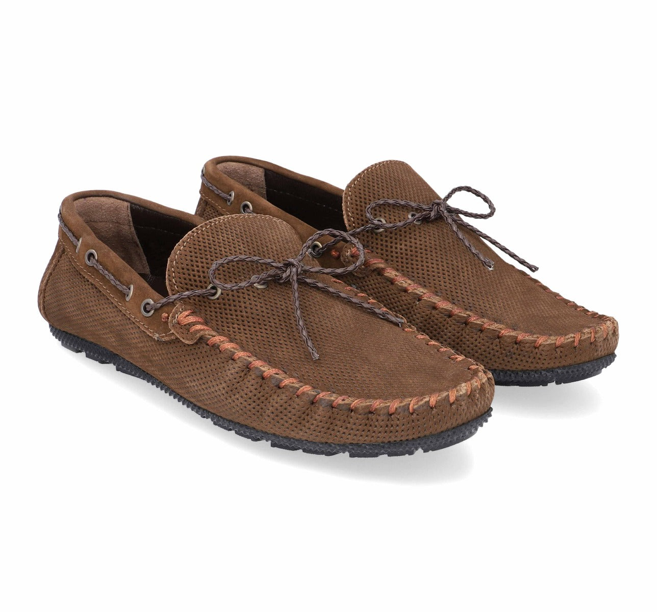 Barefoot Brown Loafers Lace Up Suede For Men 1080
