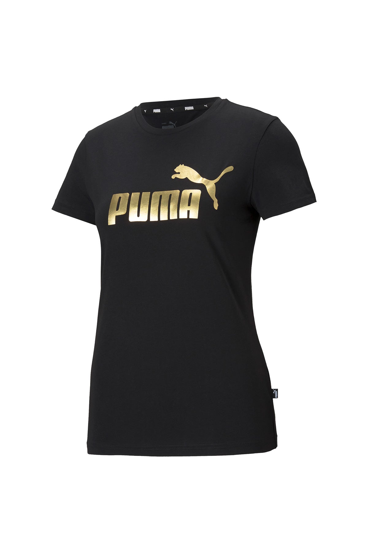 ESS+ Metallic Logo Tee Puma Black-Gold foil