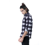 Men Casual  Shirt - White and Blue Check