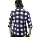 Men Casual  Shirt - White and Blue Check
